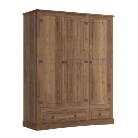 Ropero 3 Puertas 2 Cajones Madera Linea Mexicana Oscuro