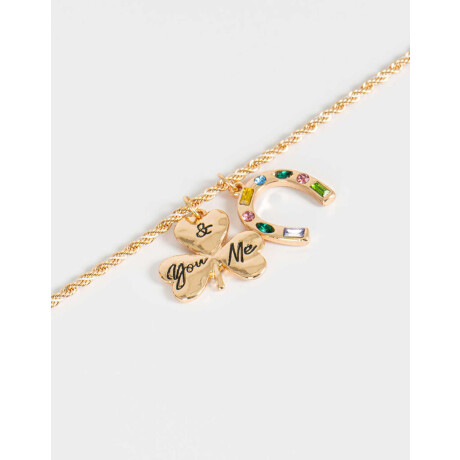 Collar Corto Con Dije Trébol Combinacion Multicolor