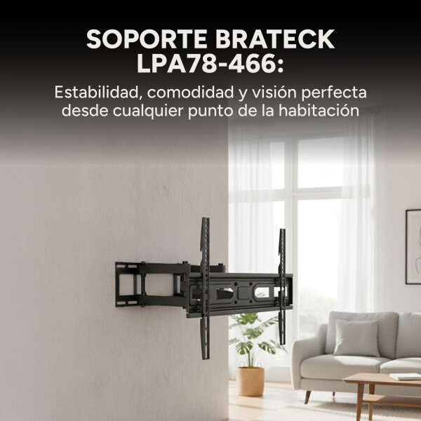 Soporte De Pared Doble Brazo Acero Tv De 37" - 80" Brateck Color Negro