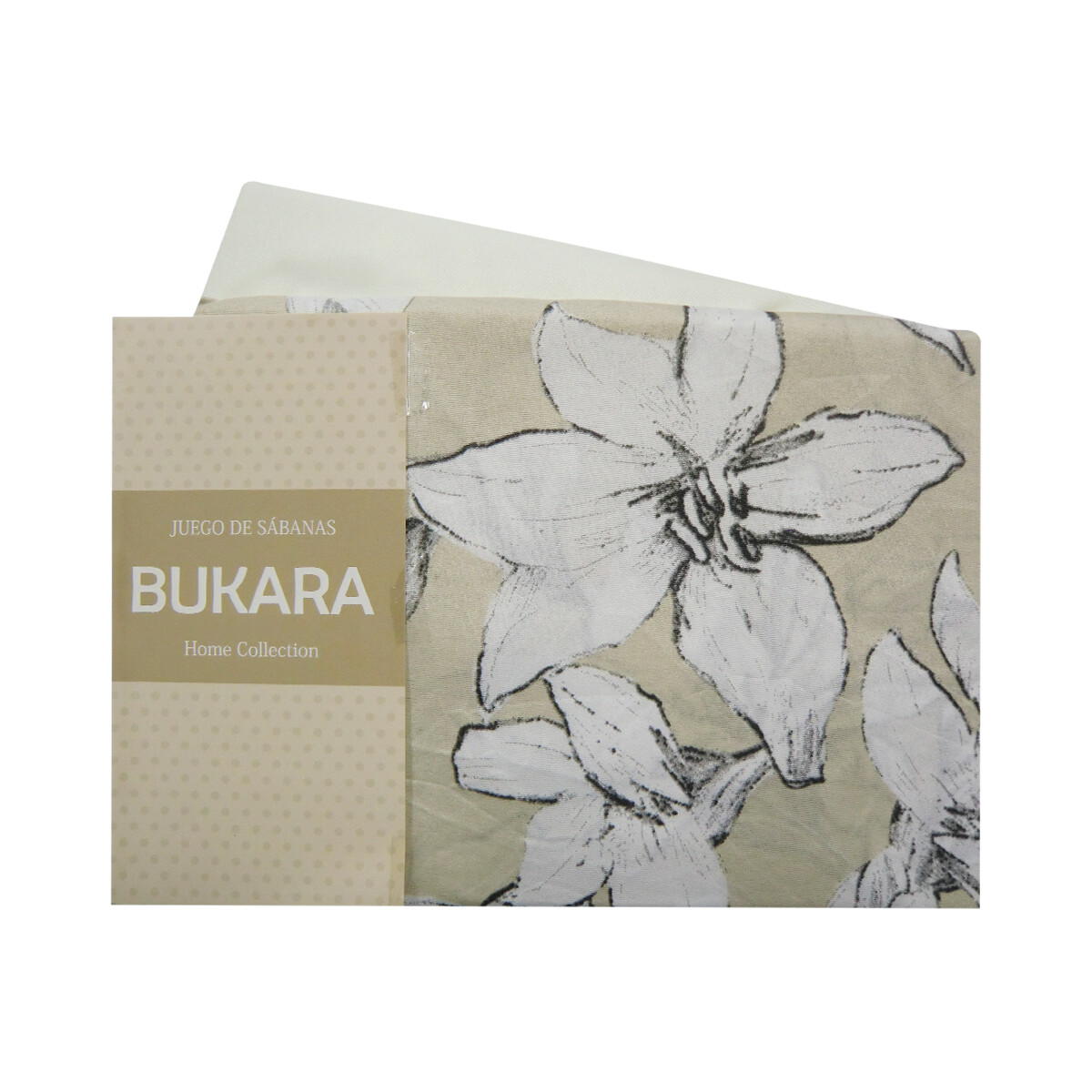 Juego Sábanas 2 plazas Bukara 100% Microfibra - 250 FLORES BEIGE 