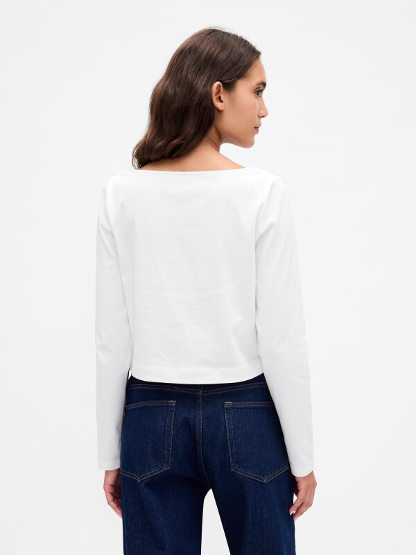 INTL LS CROPPED BOAT TEE FRESH WHITE