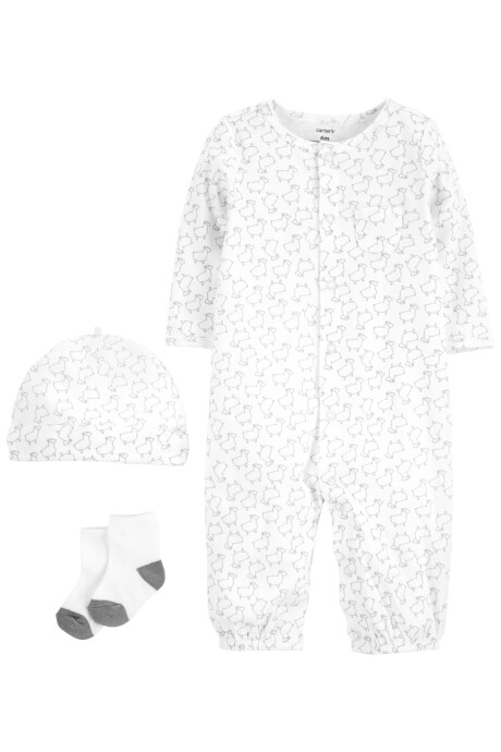 Pijama de una pieza, medias y gorro de algodón 0