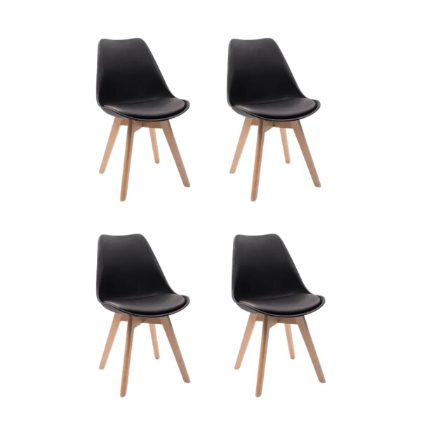 Silla De Comedor Set X4 Eames Nordica De Madera Nueva Asiento Acolchado Relleno Espuma Nuevo Imback Color Negro Silla De Comedor Set X4 Eames Nordica De Madera Nueva Asiento Acolchado Relleno Espuma Nuevo Imback Color Negro