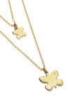 COLLAR DOBLE CON MARIPOSAS EN ALEACIÓN DE METALES BAÑADO EN ORO 18K Colgante