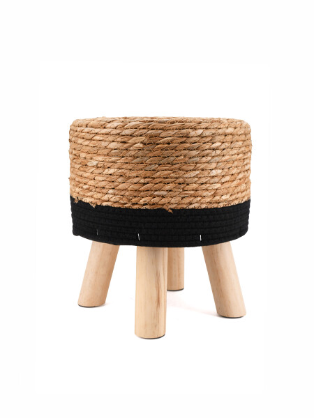 PUFF 3 PATAS YUTE COMBINADO CON NEGRO NEGRO