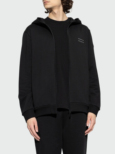 MONCLER - Campera de algodón suave con capucha Negro