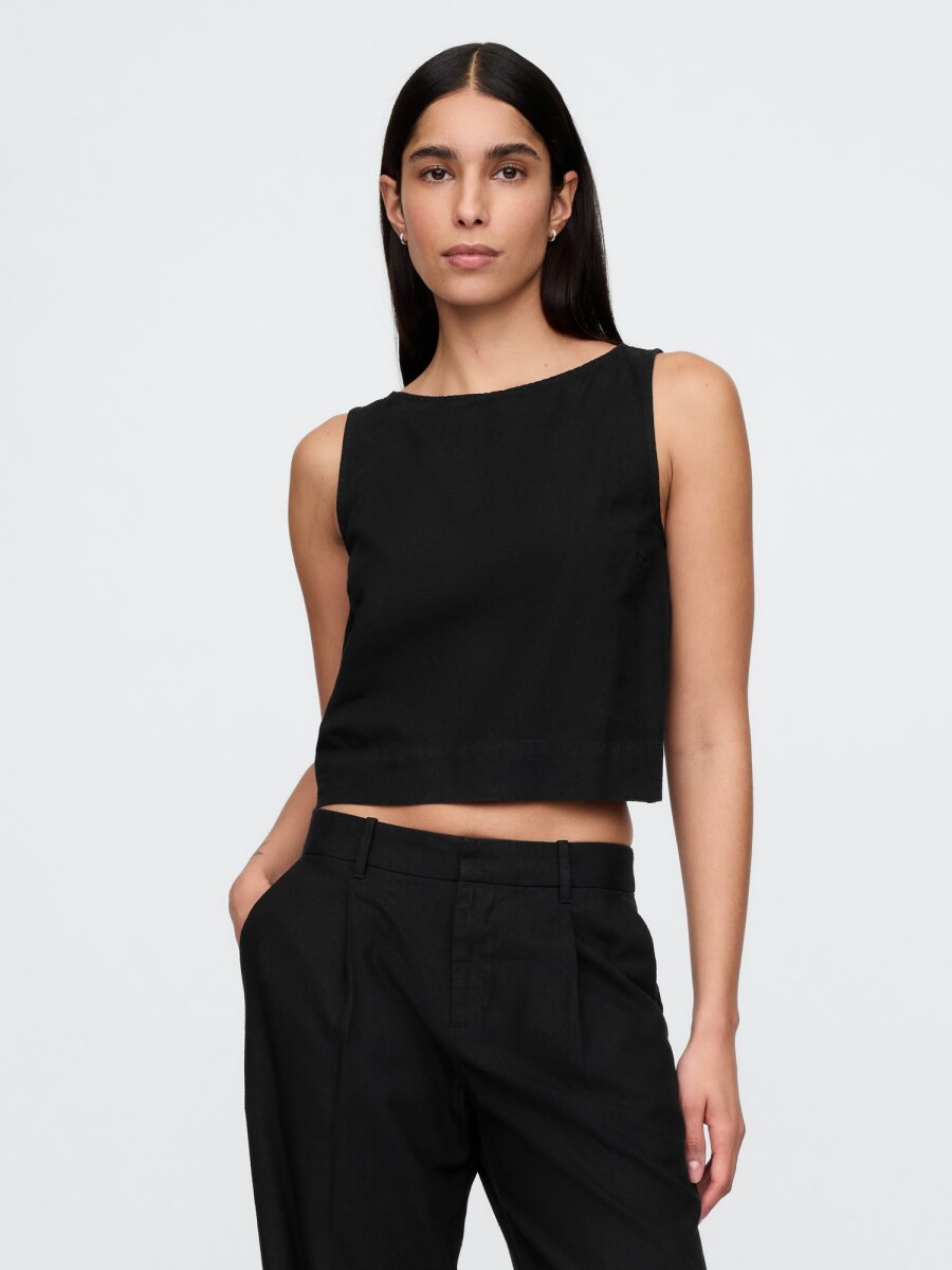 Musculosa De Lino Mujer - True Black 