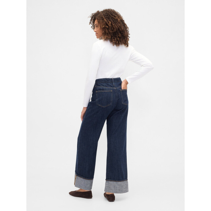 V-HR WIDE LEG CUFF DARK GISELE DARK WASH INDIGO 119