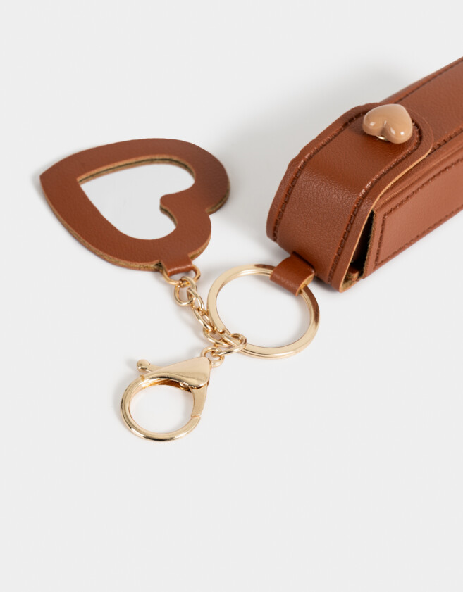 Llavero PU Llavero Y Charm Portalabial "girly Coffee Era" - Marron Medio