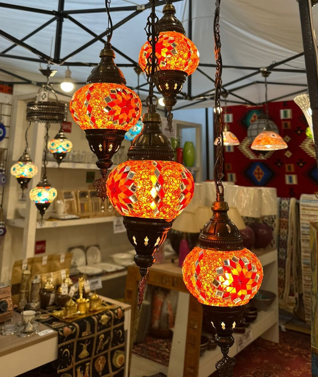 ARAÑA VITRAUX 4 LUCES TM12 - Rojo y Naranja 