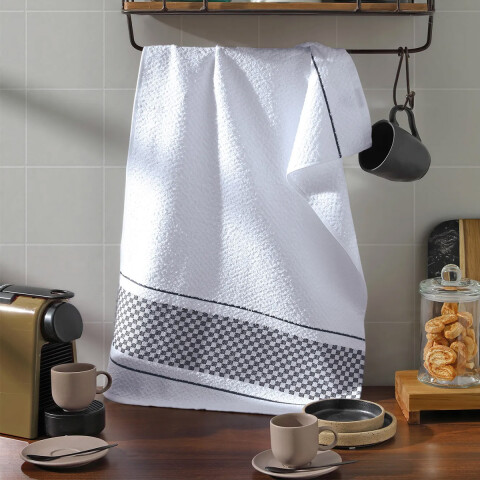 Repasador Dohler Victoria Jacquard 45 x 70 cm BCO/NEGRO