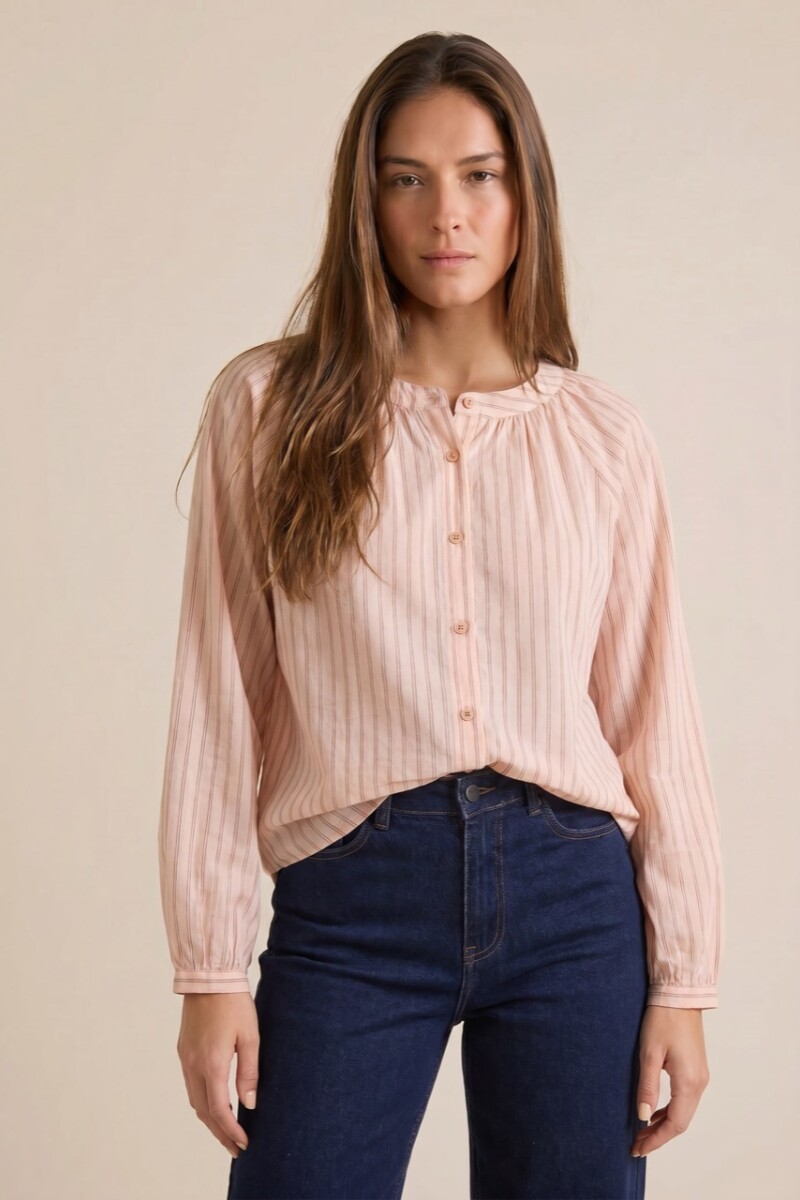 Blusa A Rayas Rosa