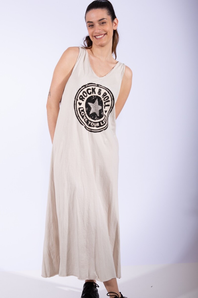 Vestido Rock Roll Beige