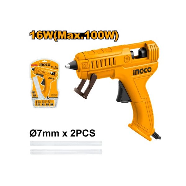 PISTOLA SILICONA CALIENTE 16W 100W MAX 7MM INGCO PISTOLA SILICONA CALIENTE 16W 100W MAX 7MM INGCO