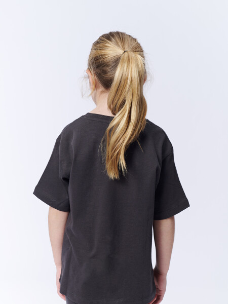 Remera Manga Corta Estampa Corazón Gris Oscuro