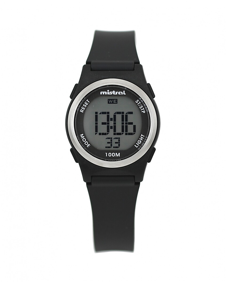 Reloj Mistral Deportivo Silicona Negro. "Producto sin caja" 