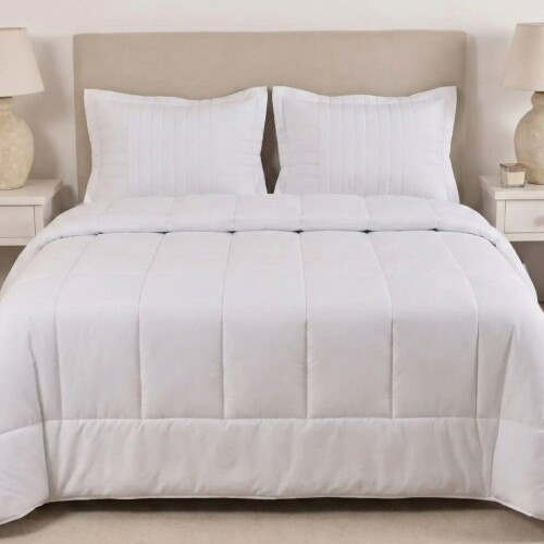 Acolchado mas Fundas Queen - Finezza 400 hilos Blanco
