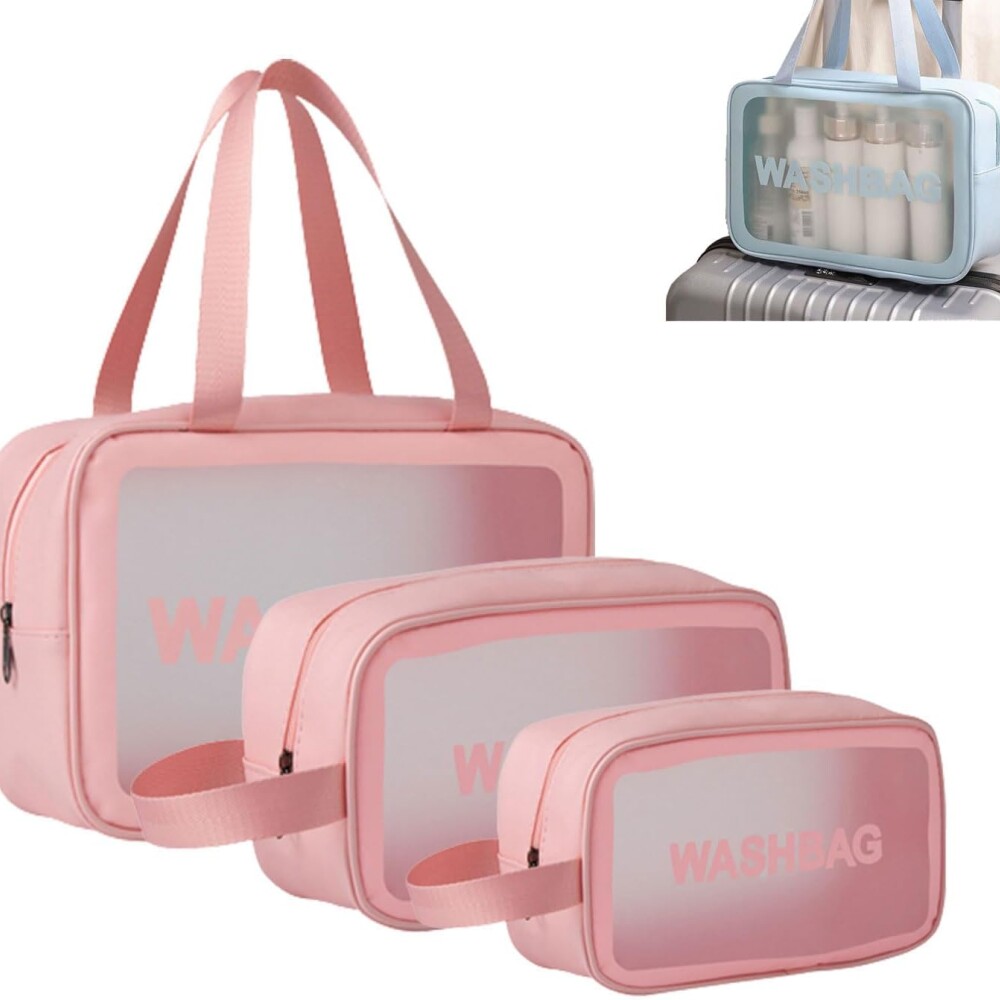 Estuche Neceser Washbag 3 Piezas Rosa