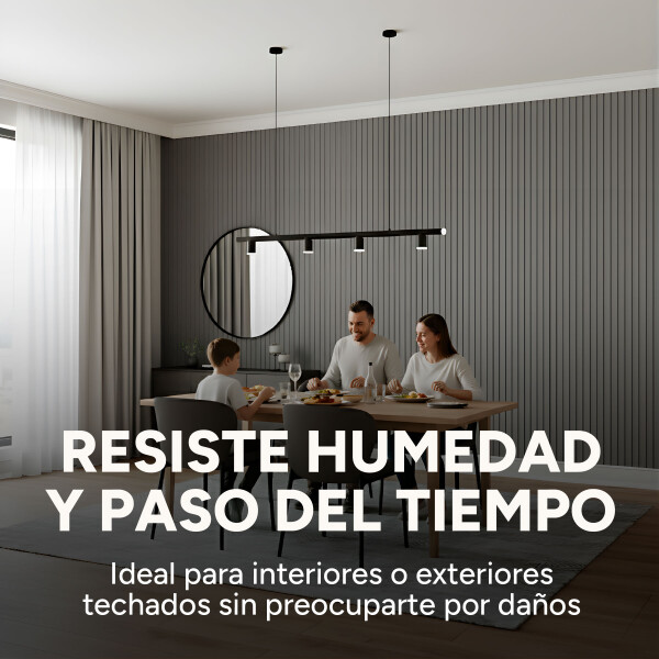 Revestimiento Wpc Simil Madera Wall Panel Lambrin 2.90x16.7 Color Espiga Gris