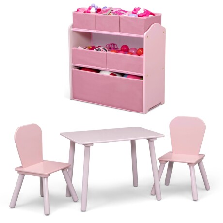 Set juego de mesa y organizador infantil 6 contenedores rosa ROSADO