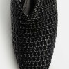 Mule Perla en efecto cuero liso Negro