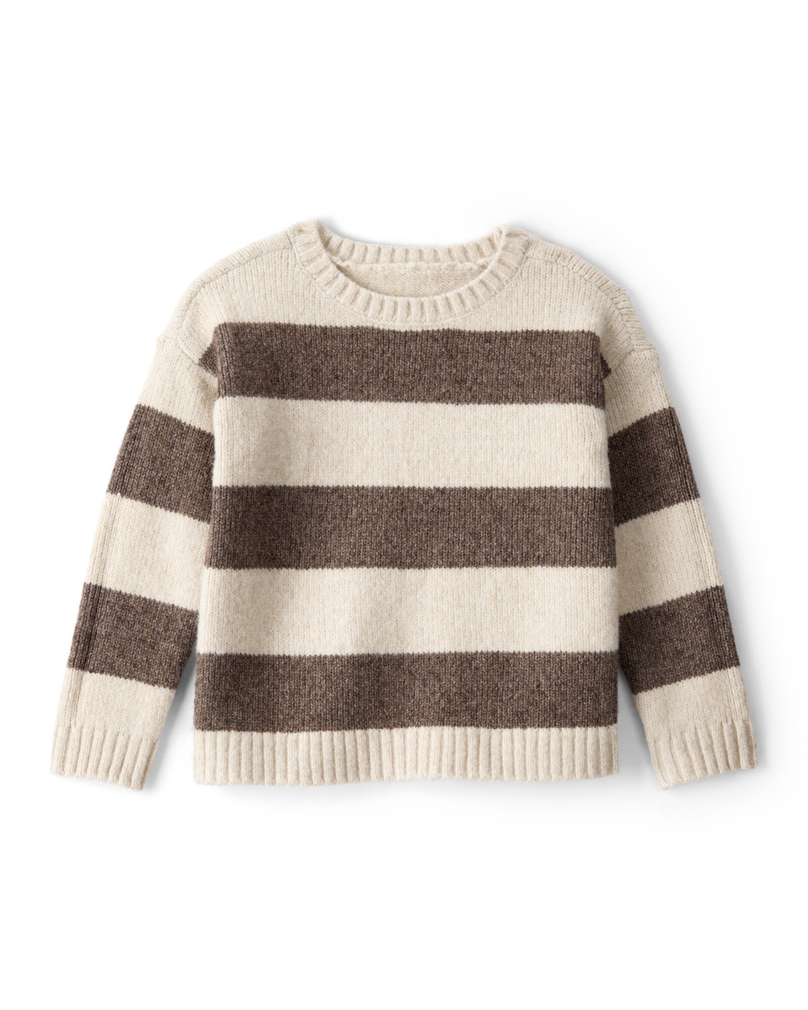 Buzo de punto, diseño a rayas crema y marrón Sin color