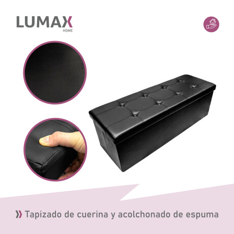 Puff Baúl Lumax Plegable 75x38 cm Organizador Living Dormitorio Negro
