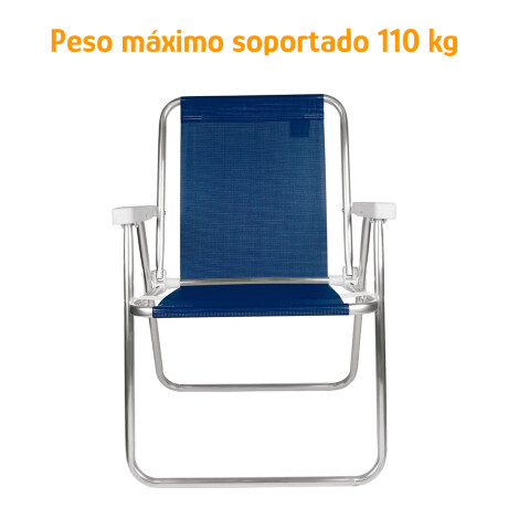 Silla Alta Aluminio Reposera Mor 110 kg Plegable Sannet Azul Marino