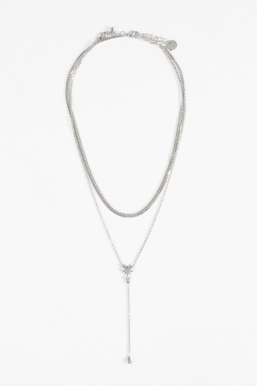 Collar strass doble vuelta plateado