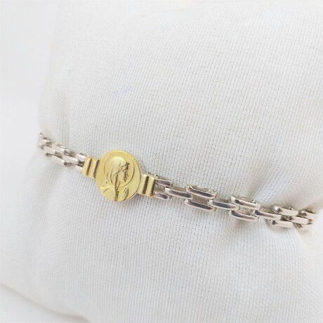 Pulsera modelo panther de plata 925 con Virgen Niña en double en oro 18Ktes. Pulsera modelo panther de plata 925 con Virgen Niña en double en oro 18Ktes.