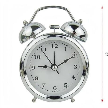 Reloj Despertador Clásico grande Plateado Y Blanco