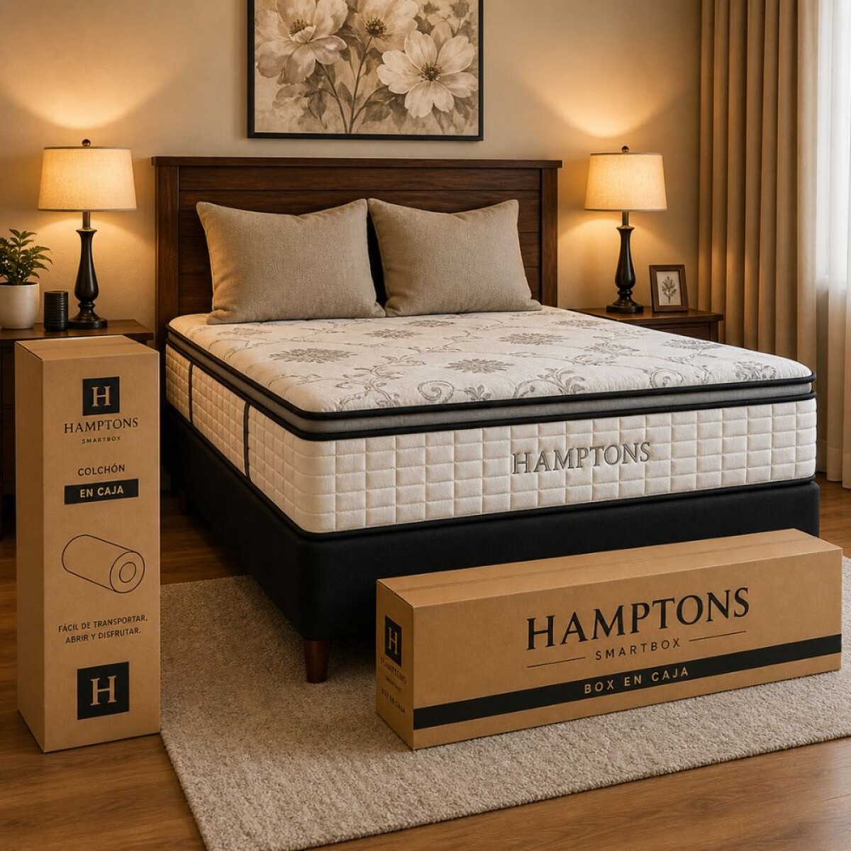 Sommier 2 plazas HAMPTONS Hybrid Bronze - Negro 