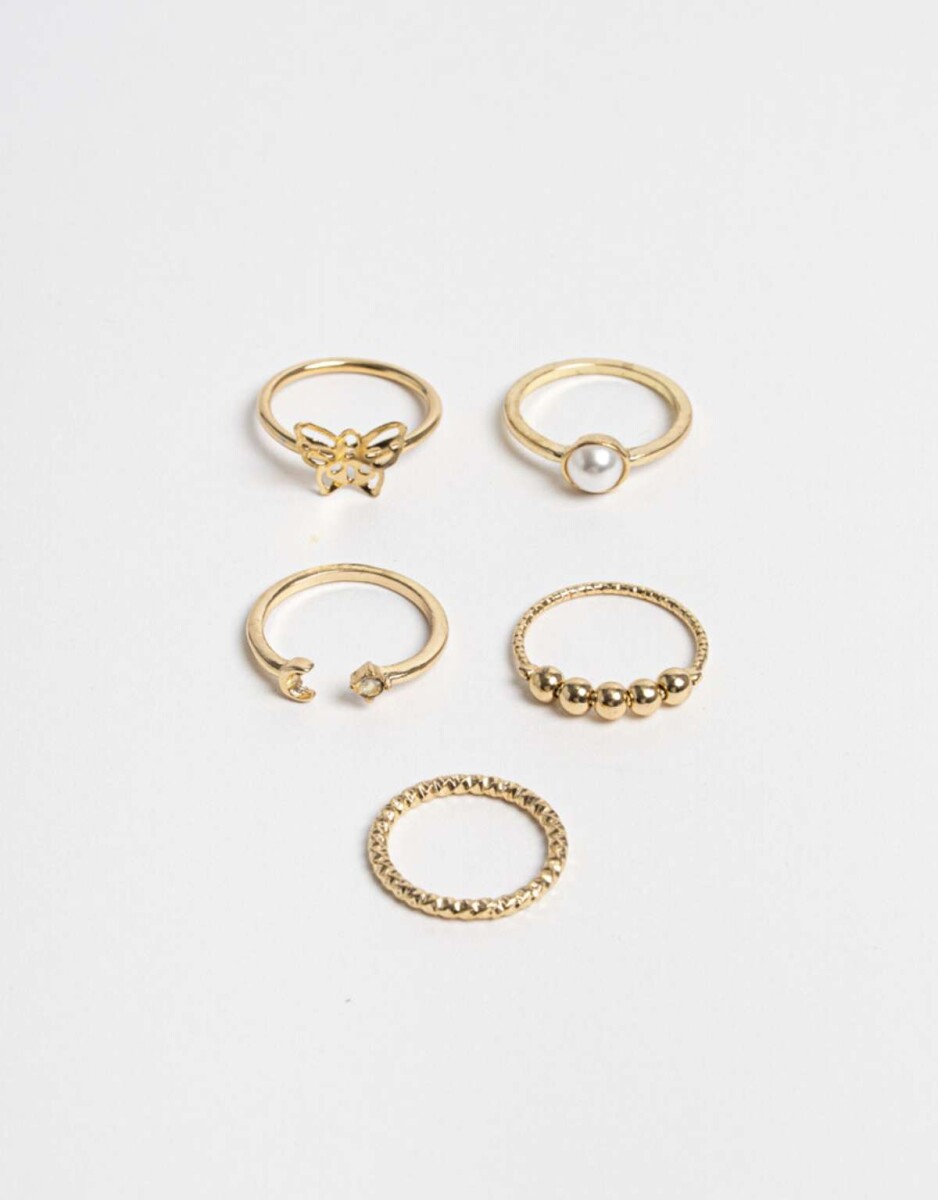 Anillos Sets De Metal - Dorado 