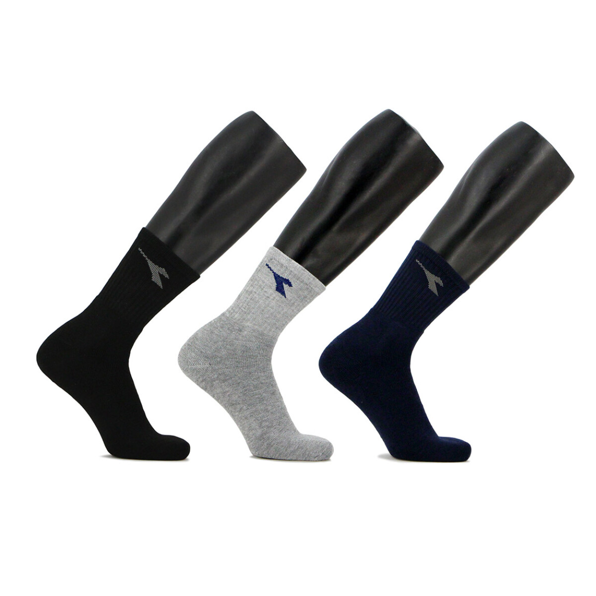 Medias Algodón Diadora Lucca X 3 - Negro-gris 