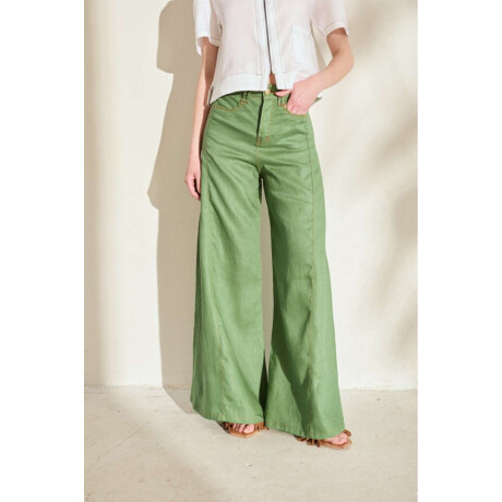 Pantalon Wide Xl Linen Ss26 Verde