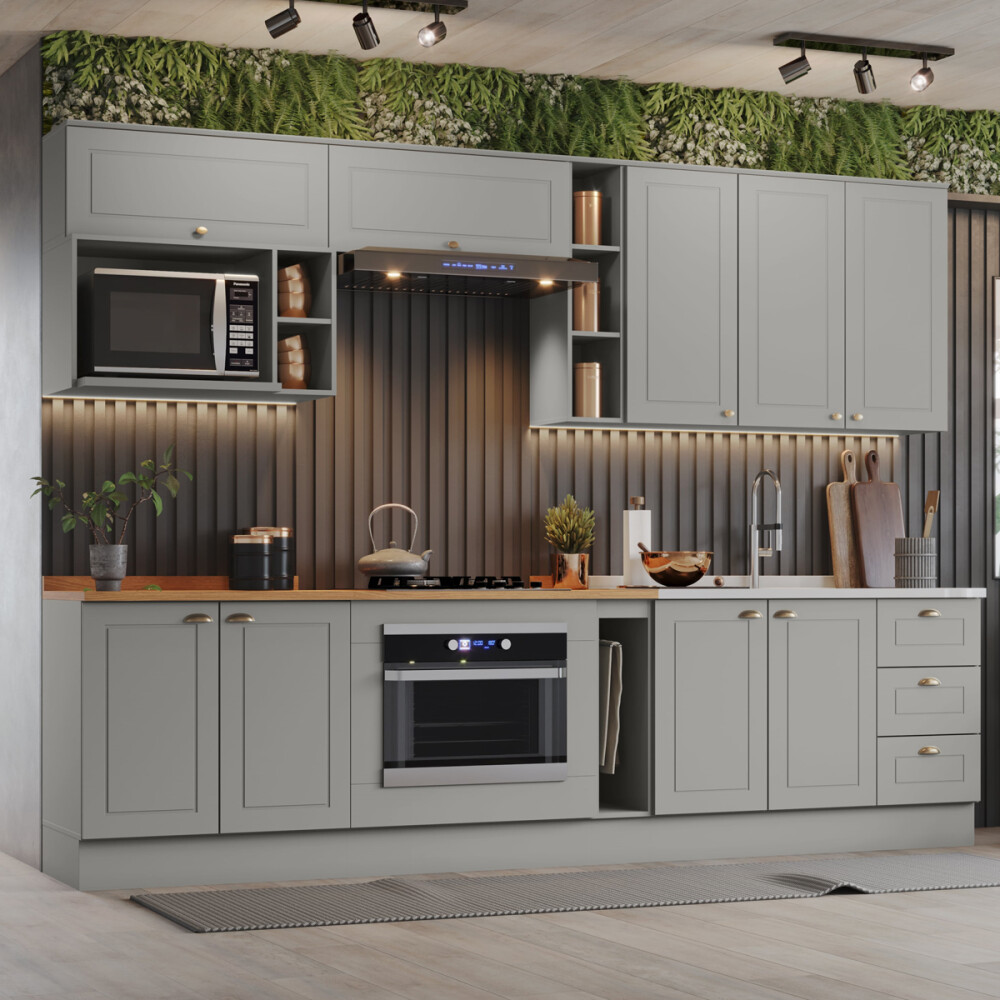 BAJO MESADA ARMARIO 2 PUERTAS - LÍNEA AMERICANA GRIS