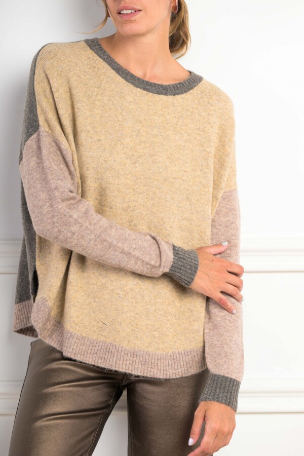 Sweater Color Block Gris Melange