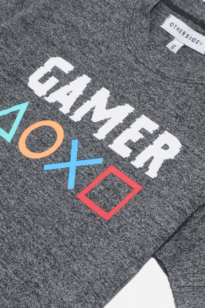 Remera estampa gamer NEGRO