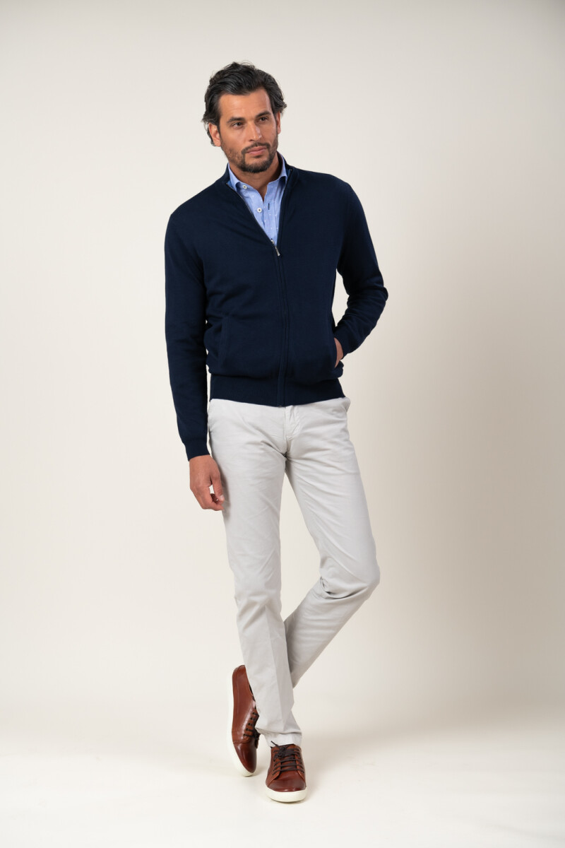 Sweater Full Zip - Azul Marino 