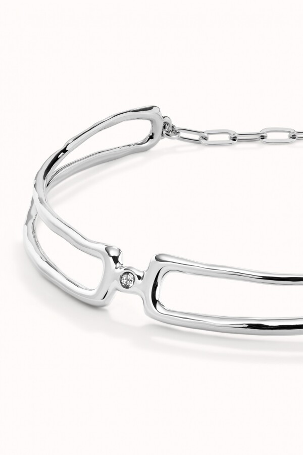 COLLAR DOBLE BAÑADO EN PLATA DE LEY CON TOPACIO BLANCO Colgante