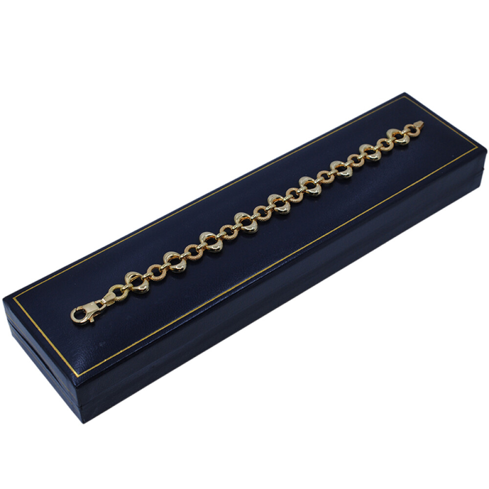 Pulsera en oro 18k con aros lisos y otros labrados Pulsera en oro 18k con aros lisos y otros labrados