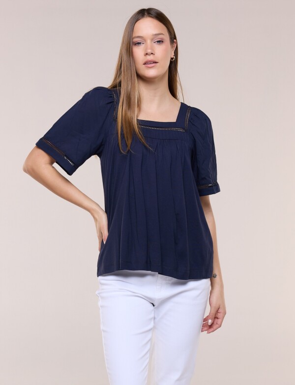 Blusa Esc Cuadrado P AZUL
