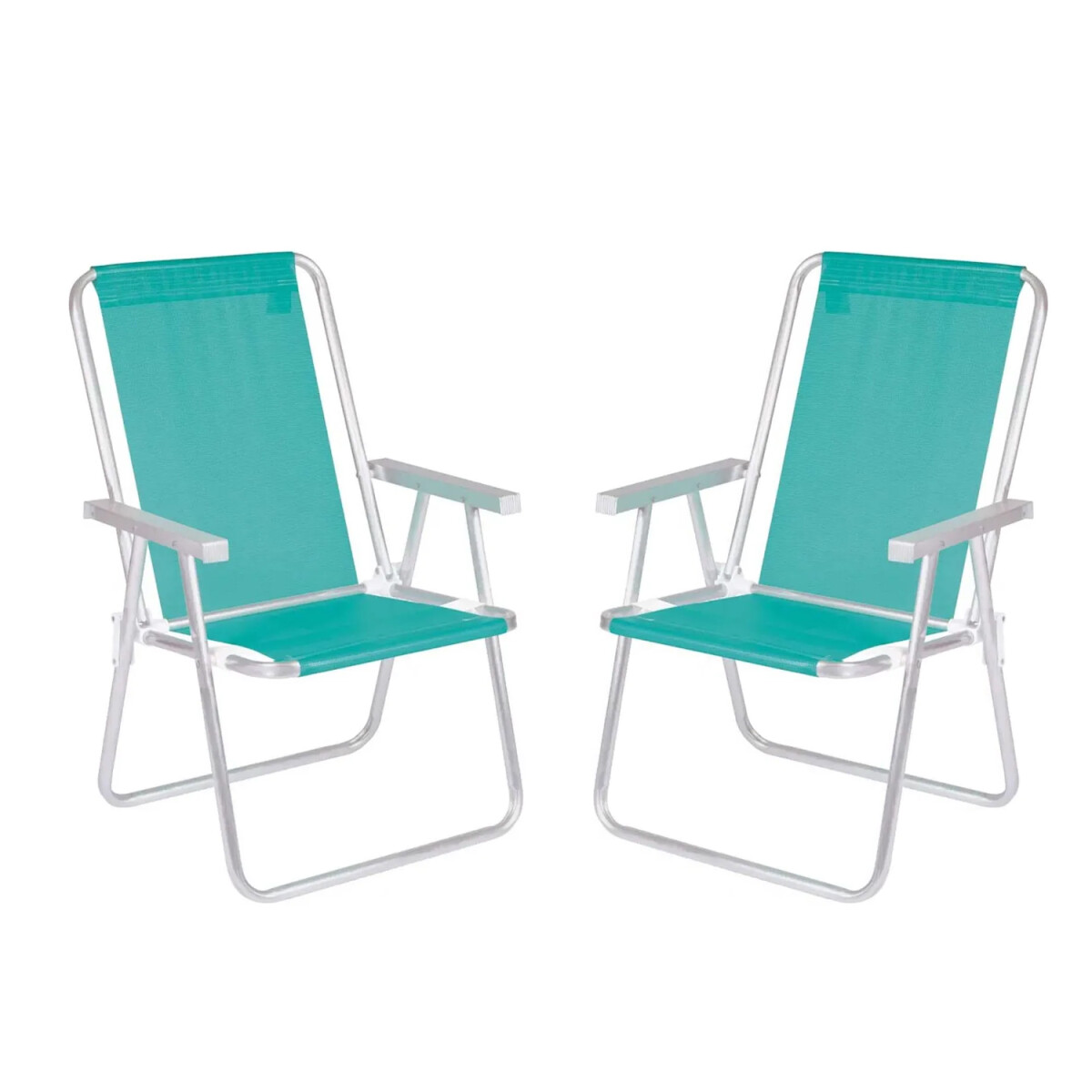 Kit 2 Reposeras Altas Plegables Aluminio Conforto Total Mor - Verde 