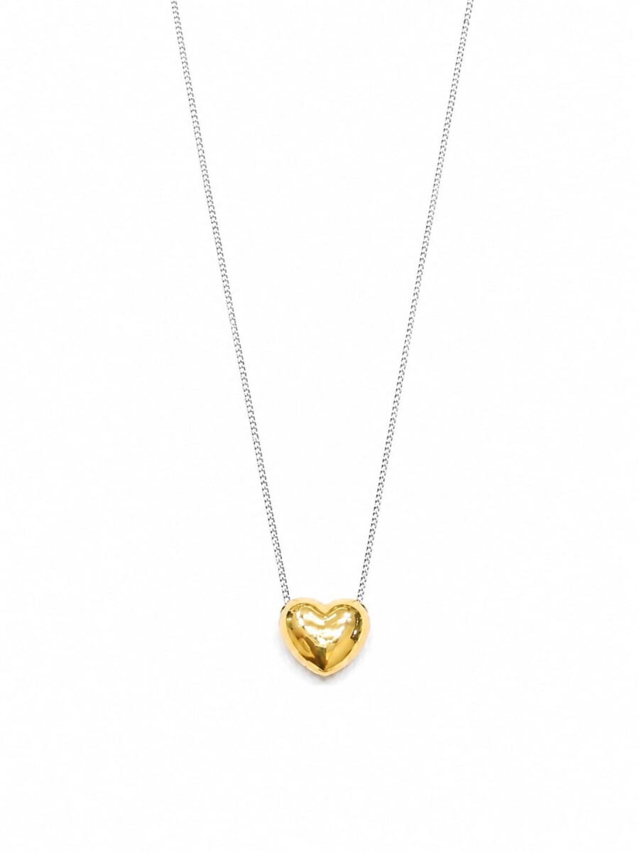 Conjunto cadena con colgante corazón plata y oro 