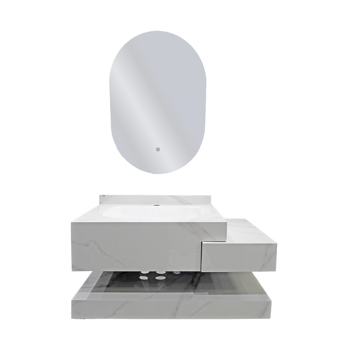 Conjunto De Baño Habitare Modelo Sym1026-80 / Mueble + Bacha + Espejo Con Luz 