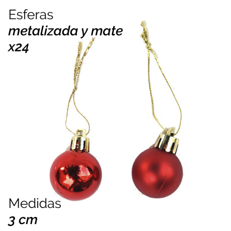 Esferas Metalizadas Y Mate X24 - 3cm - Colores: Rojo, Dorado Unica