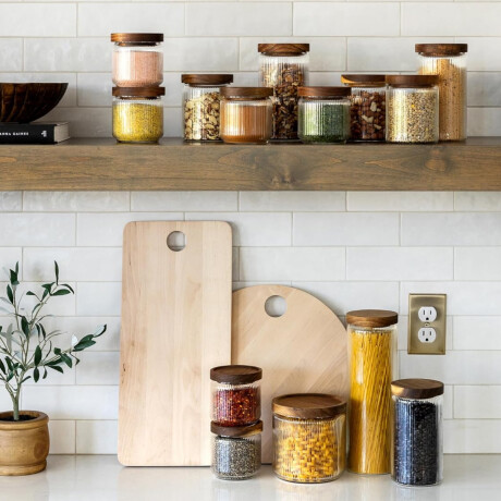 Frasco de vidrio con tapa de madera - Chico 9x15cm Sc