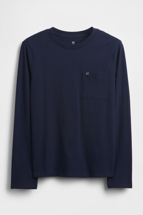 Remera Con Bolsillo Logo Gap Niño Navy Uniform