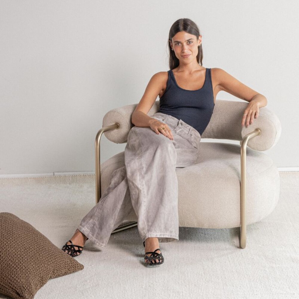 Butaca Bola Bouclee Creme / Oro