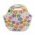 Lunchera de Neopreno Brio Bolso Térmico Bebida Comida c/ Asa Beige Con Flores Multicolores